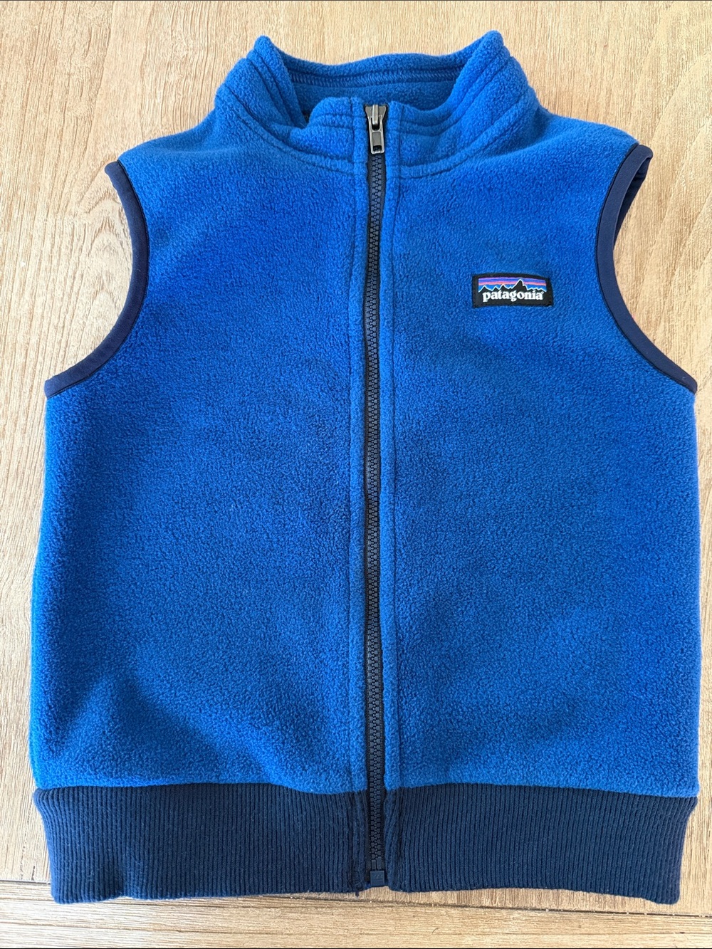 Patagonia Bright Royal Blue Kids Fleece Vest with Navy Trim